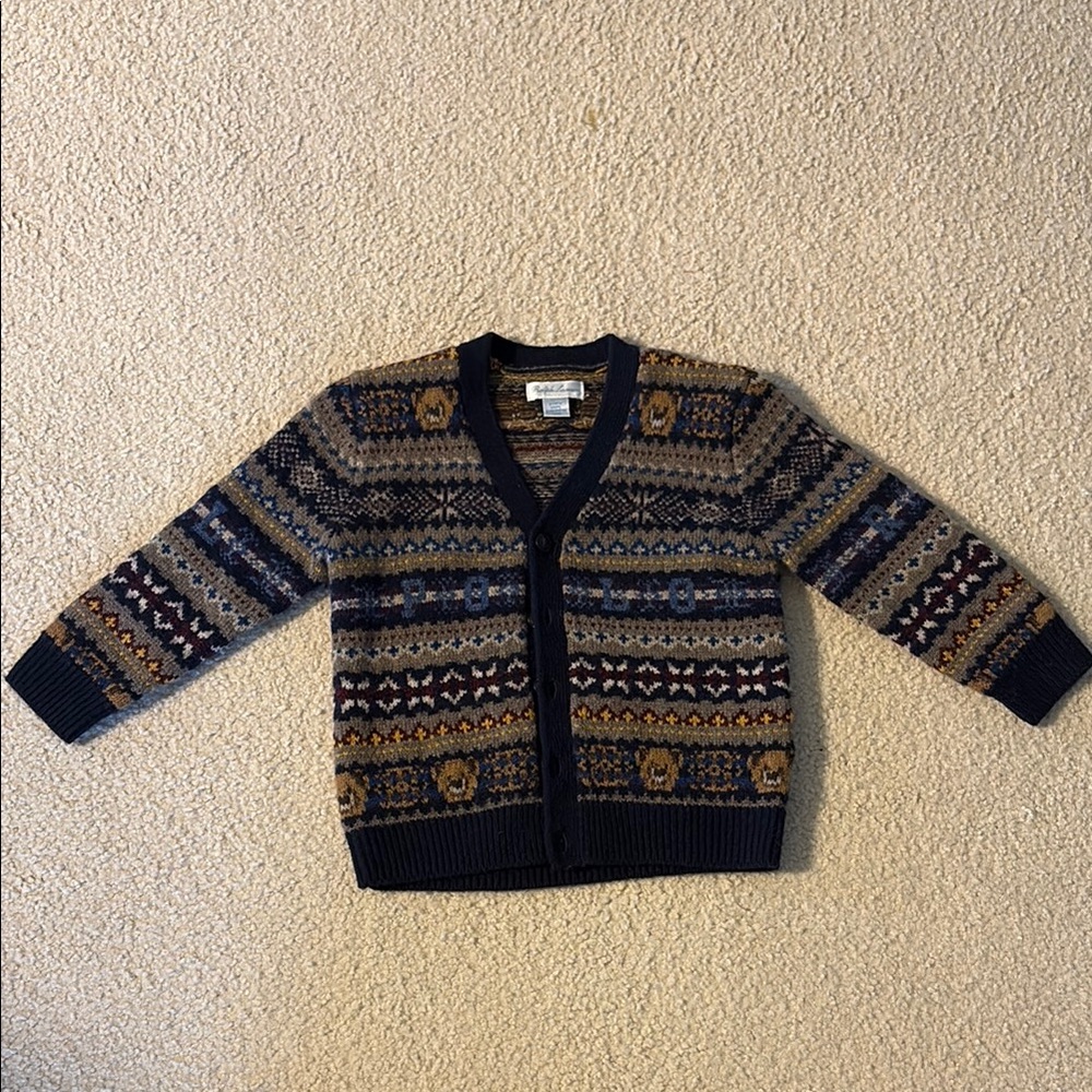 Ralph Lauren Brown and Blue Fair Isle Sweater